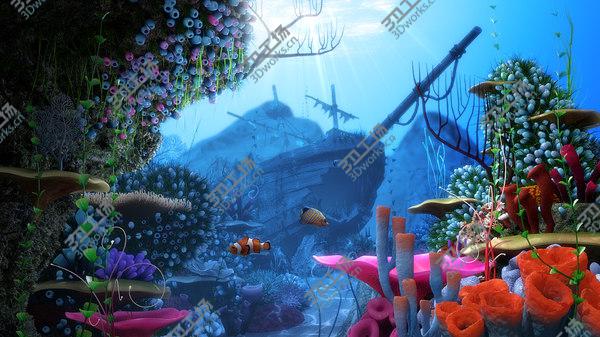 images/goods_img/20210312/3D Cartoon Underwater Ship Scene/2.jpg